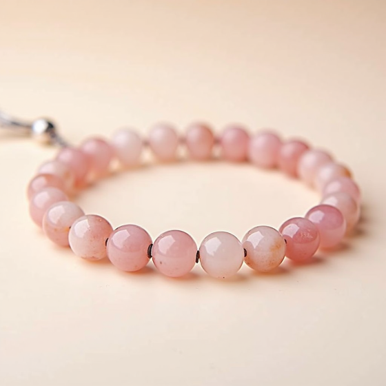 Soft Pink Natural Rose Quartz Single-Strand Bracelet